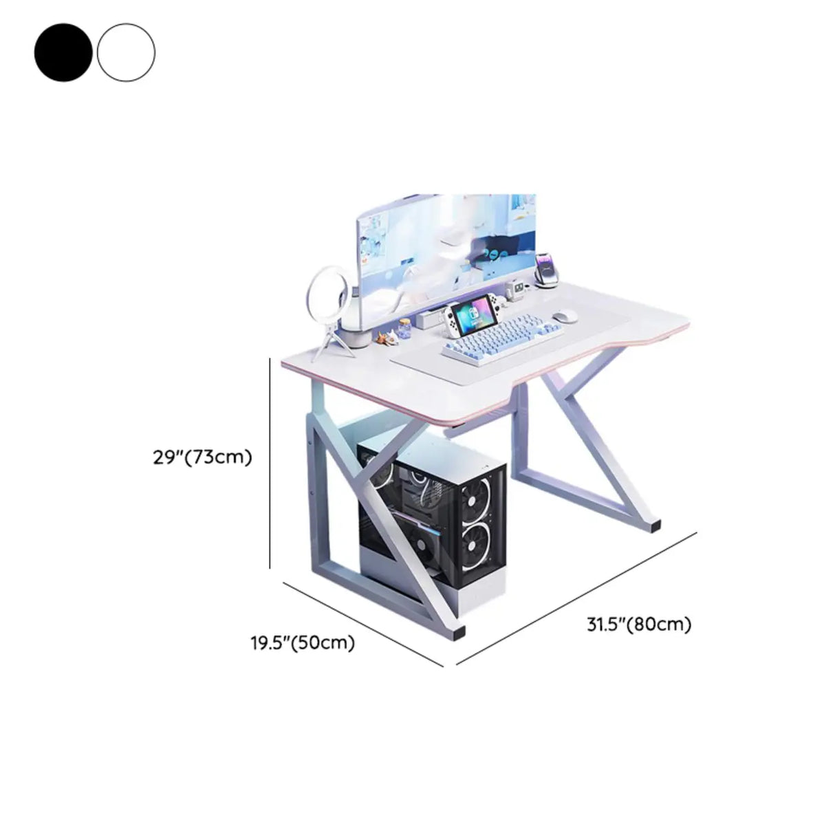 Medium Fiberboard Computer Desk with Cable Management Image - 17
