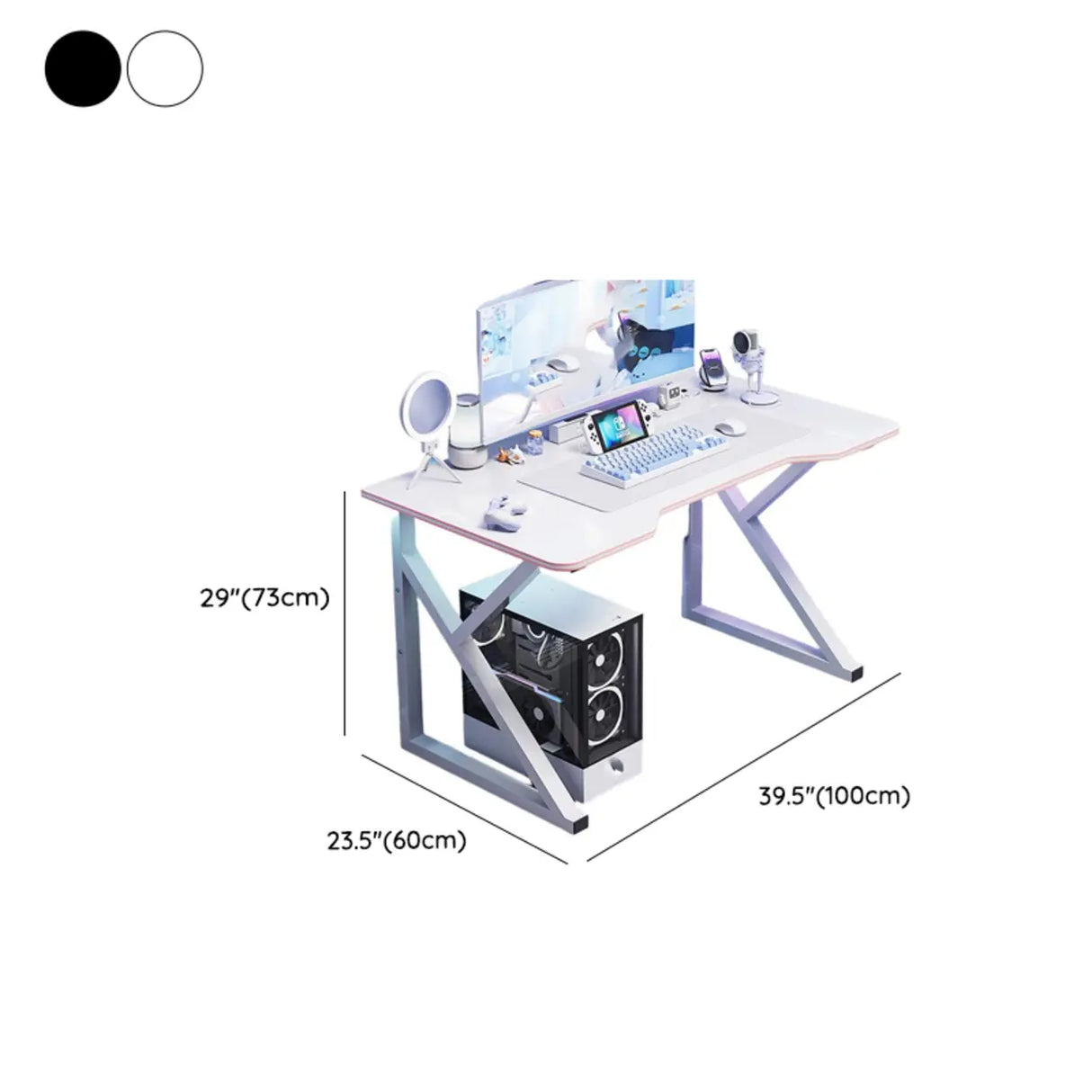 Medium Fiberboard Computer Desk with Cable Management Image - 18
