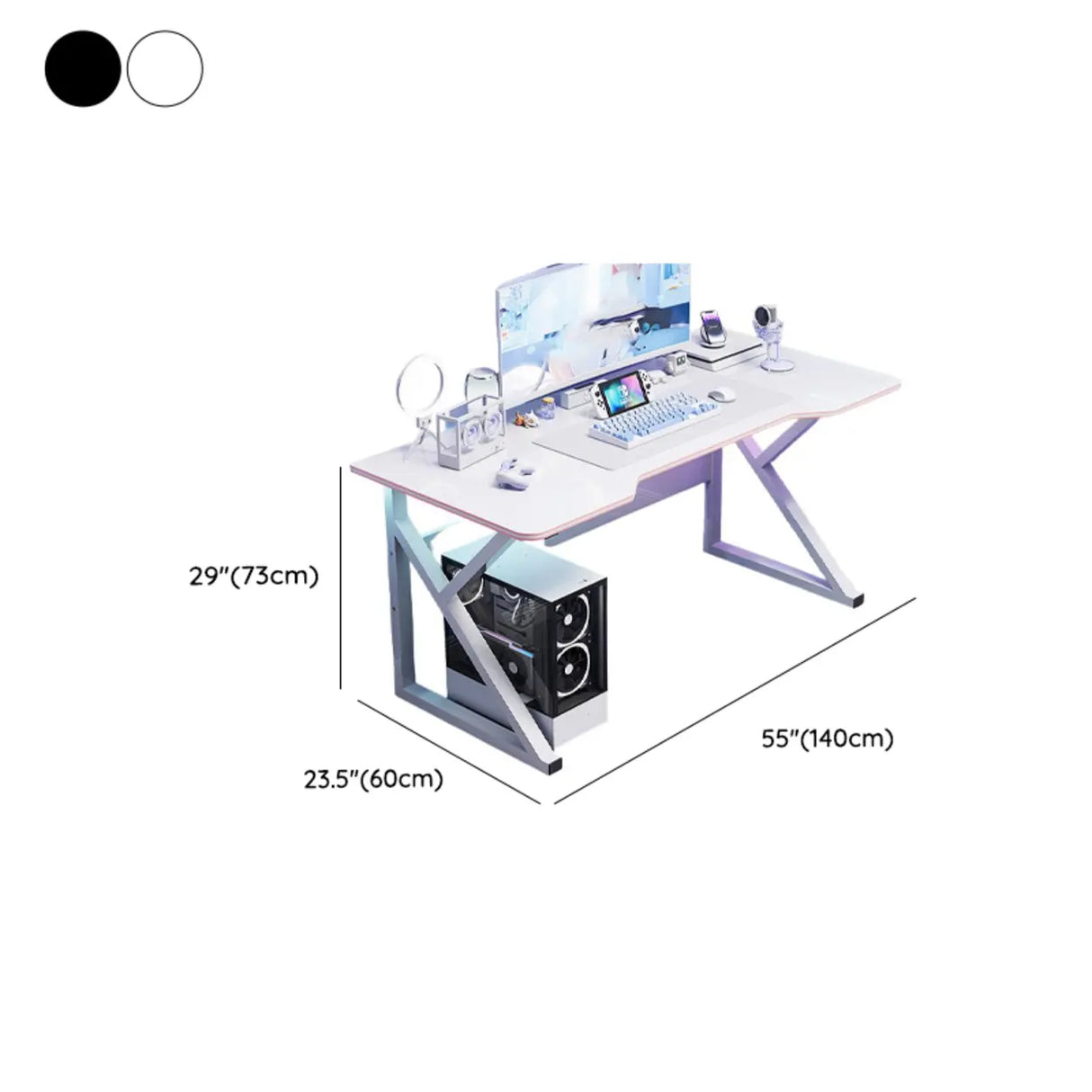 Medium Fiberboard Computer Desk with Cable Management Image - 19