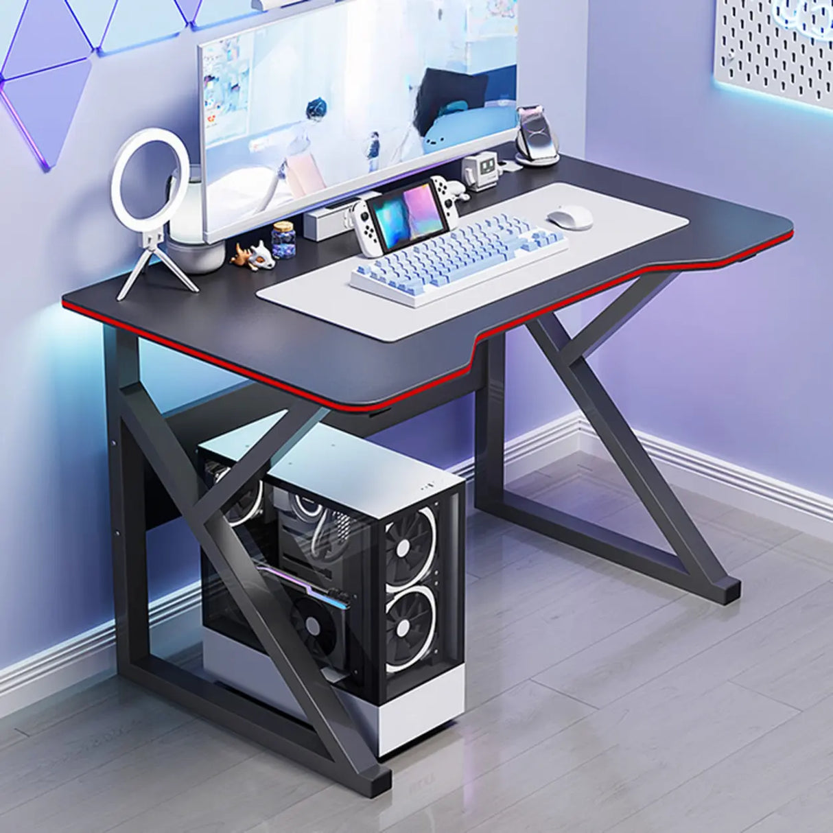 Medium Fiberboard Computer Desk with Cable Management Image - 3