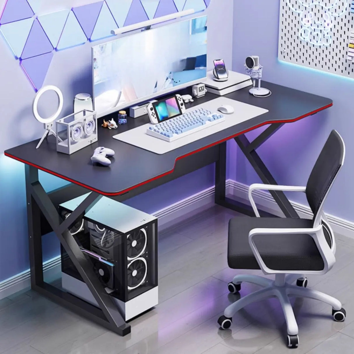 Medium Fiberboard Computer Desk with Cable Management Image - 4