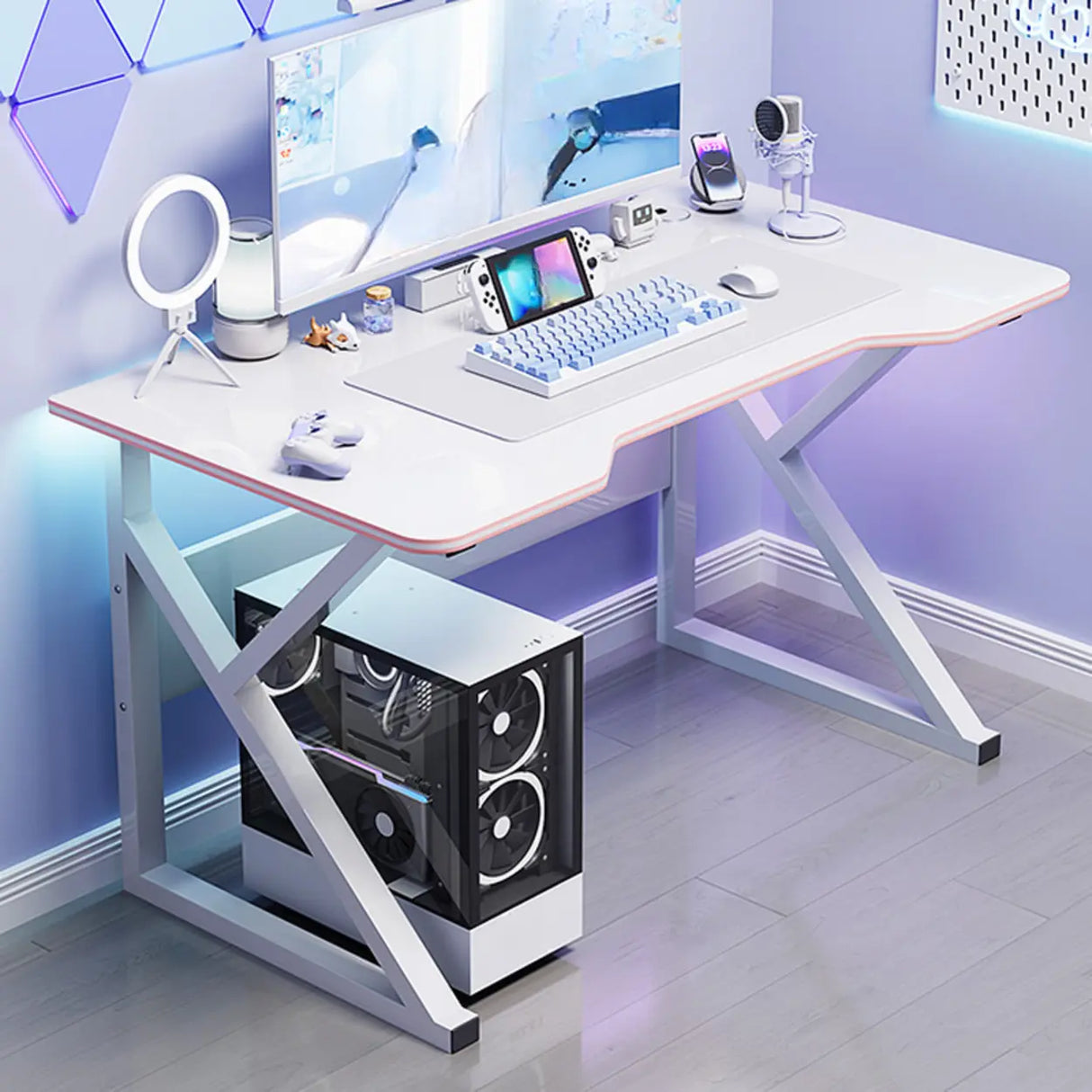 Medium Fiberboard Computer Desk with Cable Management Image - 5