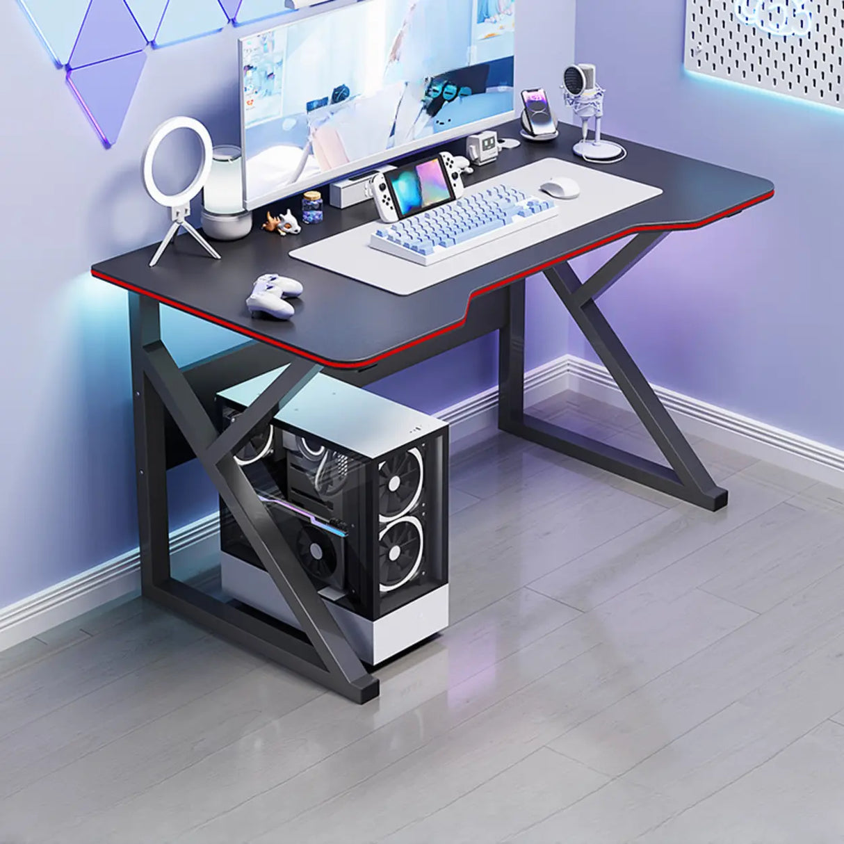 Medium Fiberboard Computer Desk with Cable Management Image - 7