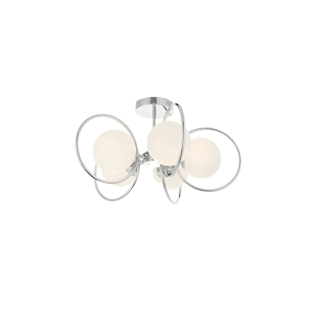 Medium Ring Globe Glass Semi-Flush Mount Light 3-Light Image - 3