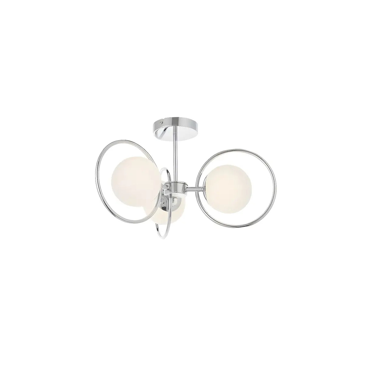 Medium Ring Globe Glass Semi-Flush Mount Light 3-Light Image - 4