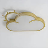 Medium Sun Cloud White Flush Mount Light Kids Room Image - 12