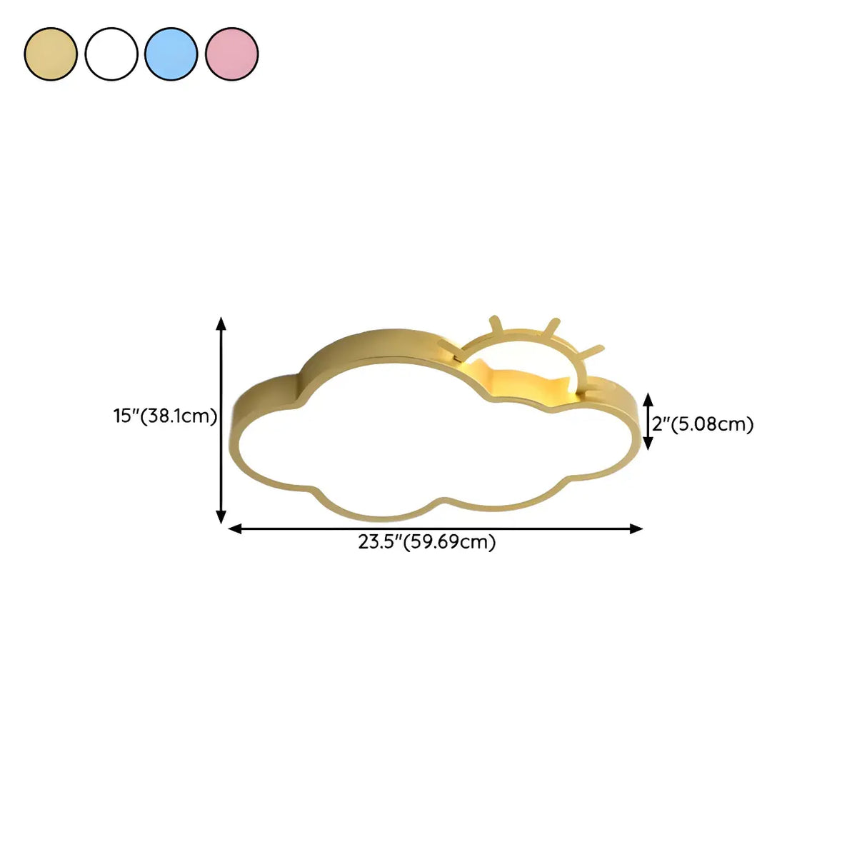 Medium Sun Cloud White Flush Mount Light Kids Room 