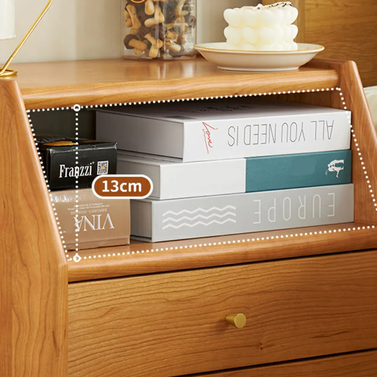 Medium Wood Tone Short Kids Nightstand with Drawers Image - 10