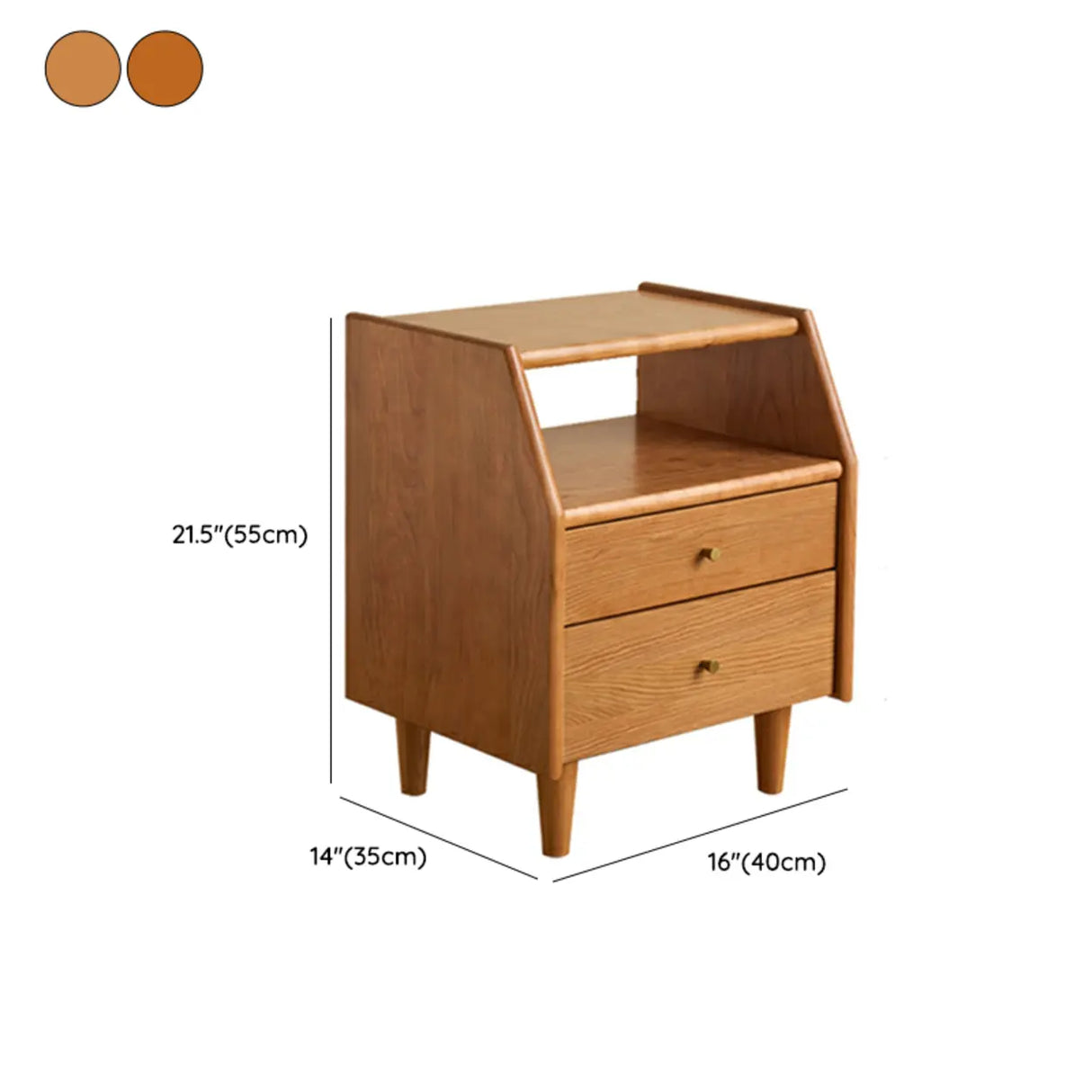 Medium Wood Tone Short Kids Nightstand with Drawers 