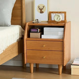 Medium Wood Tone Short Kids Nightstand with Drawers Image - 3
