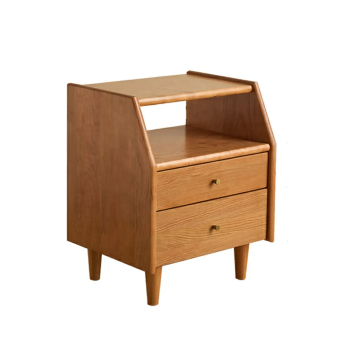 Medium Wood Tone Short Kids Nightstand with Drawers Image - 7