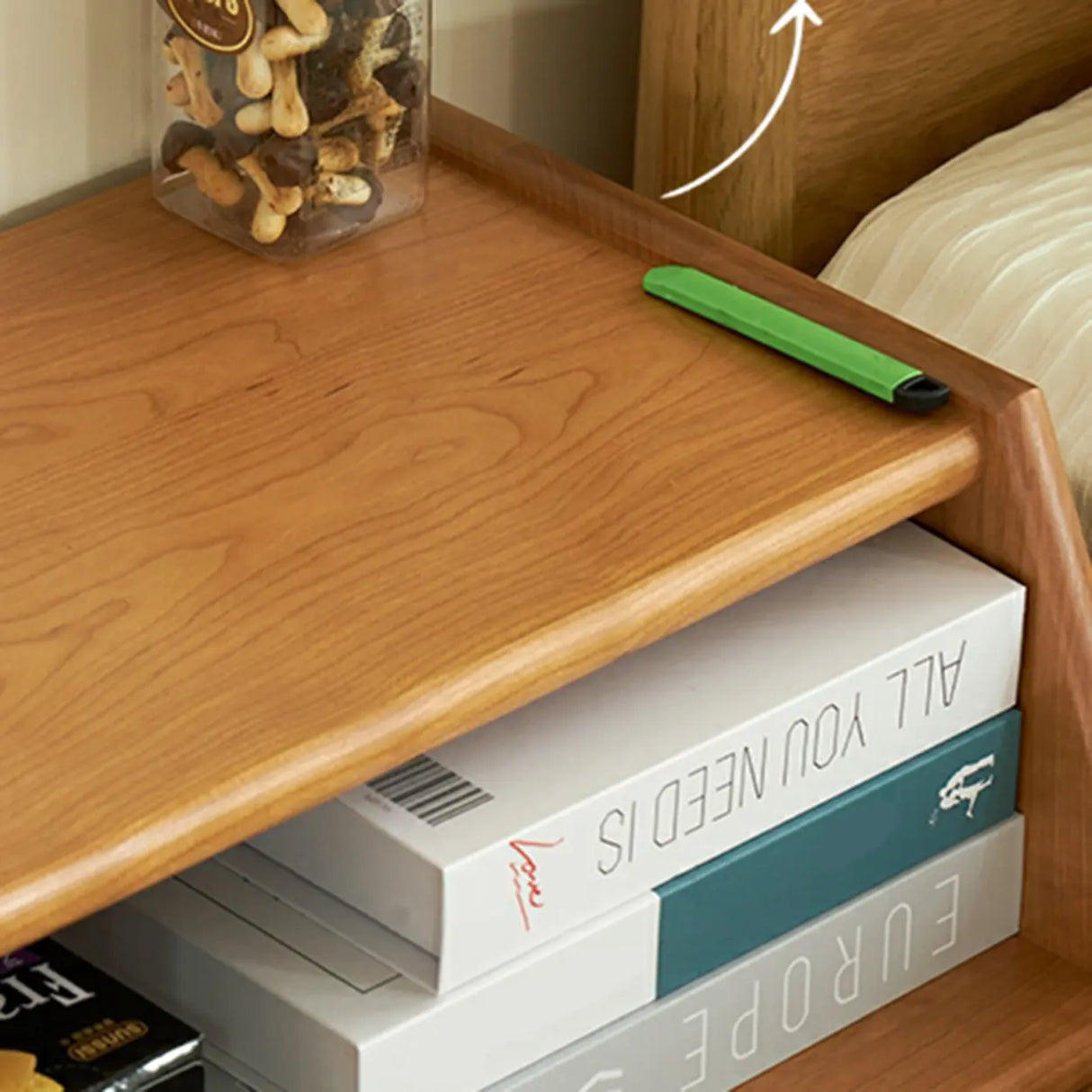 Medium Wood Tone Short Kids Nightstand with Drawers Image - 9
