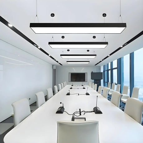 Meeting Room Large Aluminum Rectangular Pendant Light Image - 1