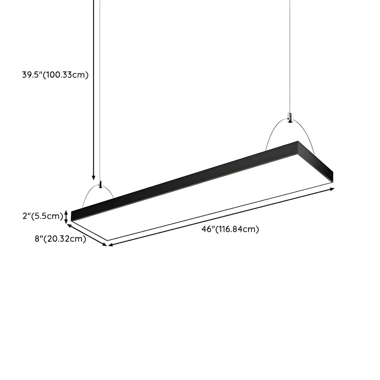 Meeting Room Large Aluminum Rectangular Pendant Light Image - 12