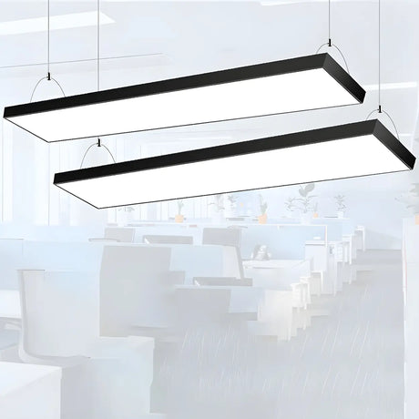 Meeting Room Large Aluminum Rectangular Pendant Light Image - 2