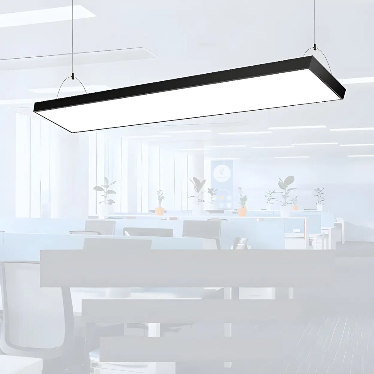 Meeting Room Large Aluminum Rectangular Pendant Light Image - 3