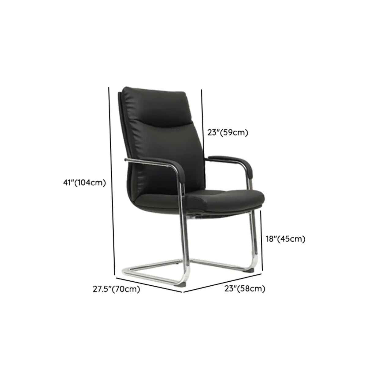 Metal Adjustable Black High-Back Leather Office Chair Image - 12