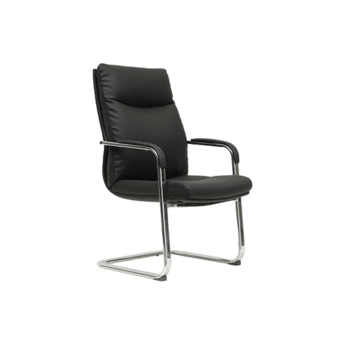 Metal Adjustable Black High-Back Leather Office Chair Image - 2
