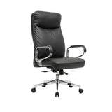 Metal Adjustable Black High-Back Leather Office Chair Image - 6