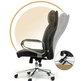 Metal Adjustable Black High-Back Leather Office Chair Image - 7