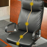 Metal Adjustable Black High-Back Leather Office Chair Image - 8