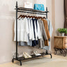 Metal Brown Freestanding Garment Coat Rack with Shelves Image - 2