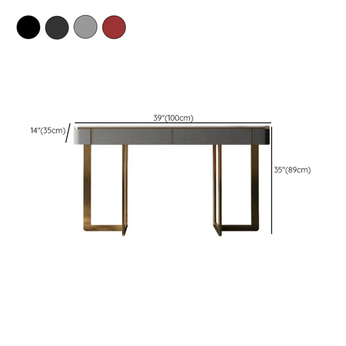 Metal Double Pedestal Stone Orange Storage Console Table 