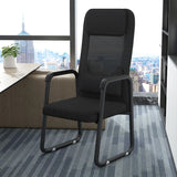 Metal Frame Black Mesh Ergonomic Fixed Arm Office Chair Image - 1