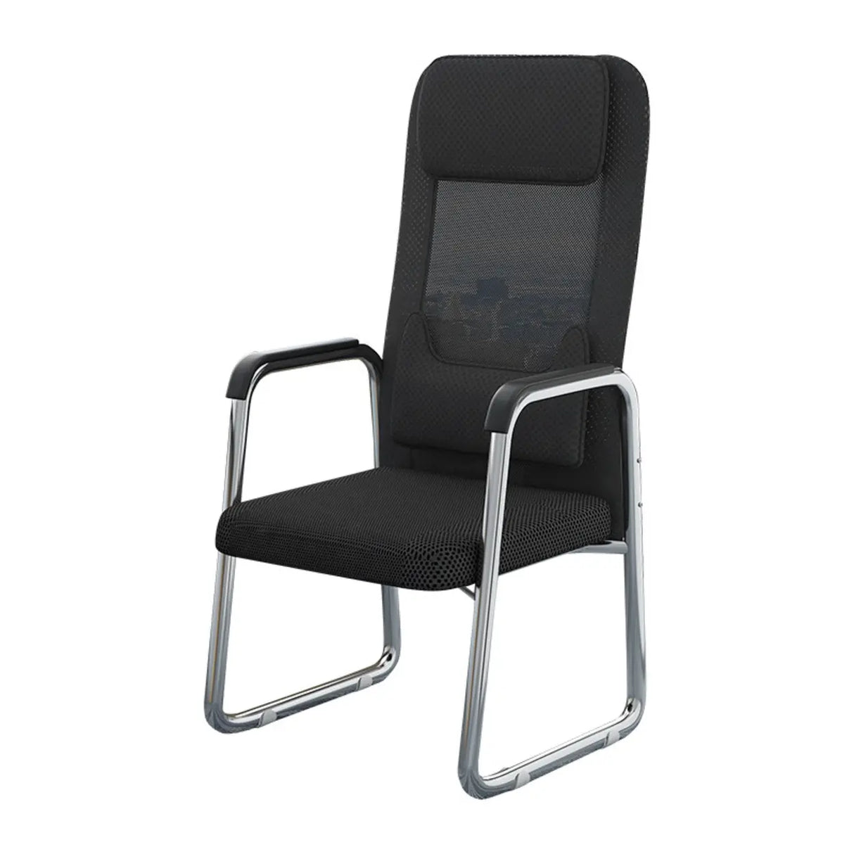 Metal Frame Black Mesh Ergonomic Fixed Arm Office Chair Image - 5