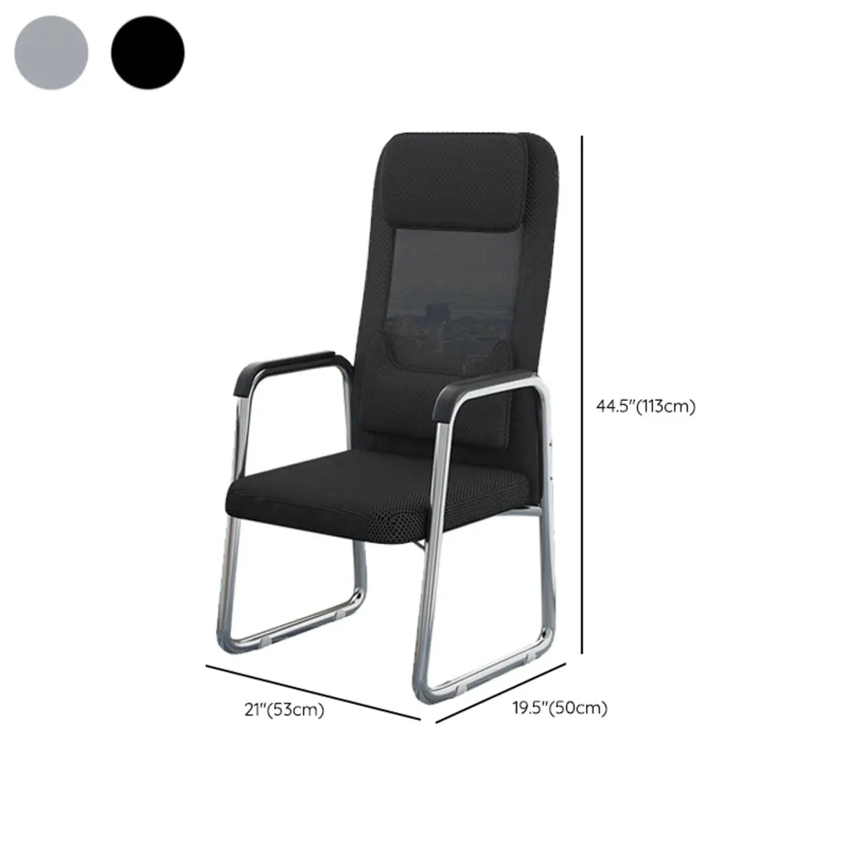 Metal Frame Black Mesh Ergonomic Fixed Arm Office Chair 