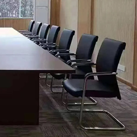 Metal Frame Black Task Leather Conference Office Chair Image - 1