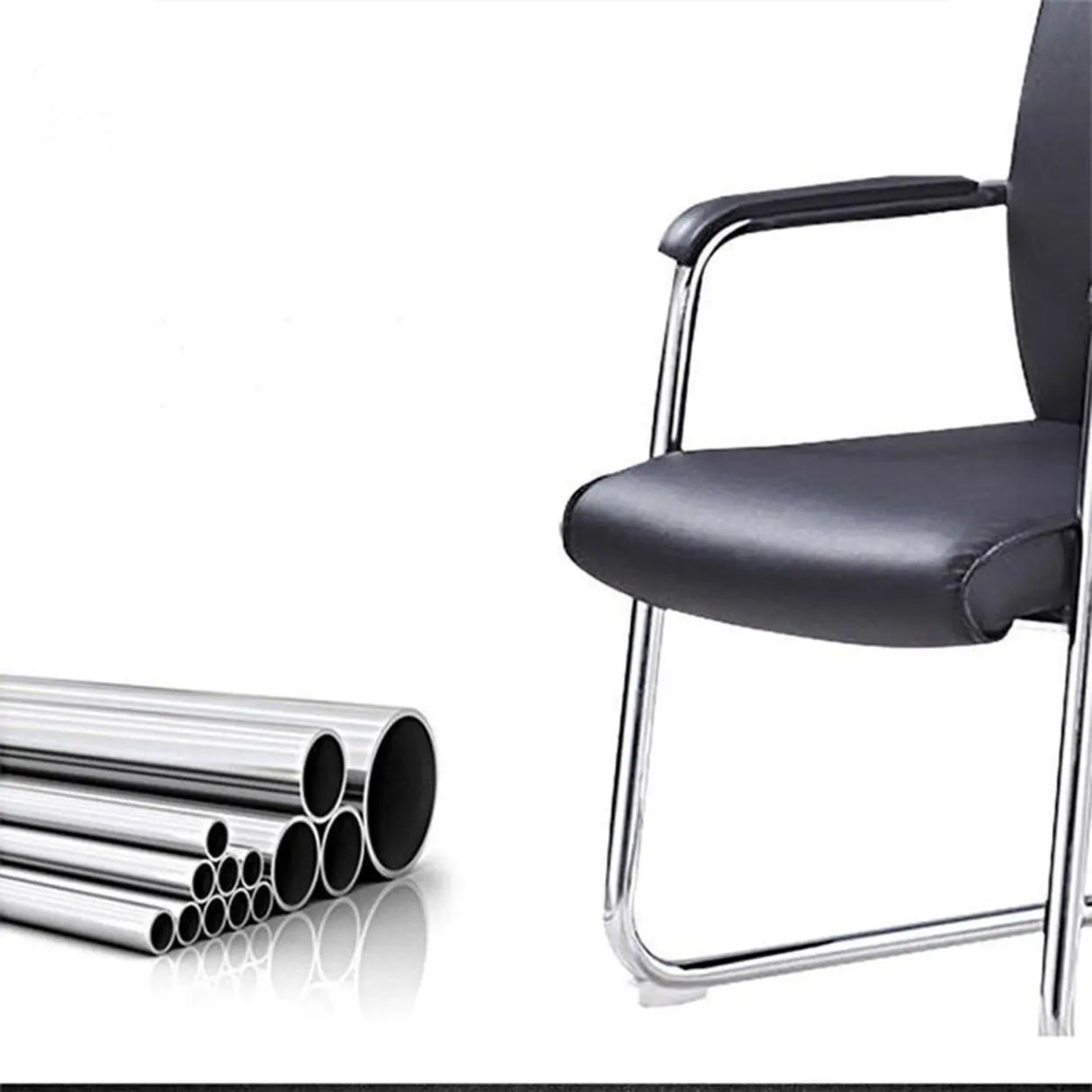 Metal Frame Black Task Leather Conference Office Chair Image - 12