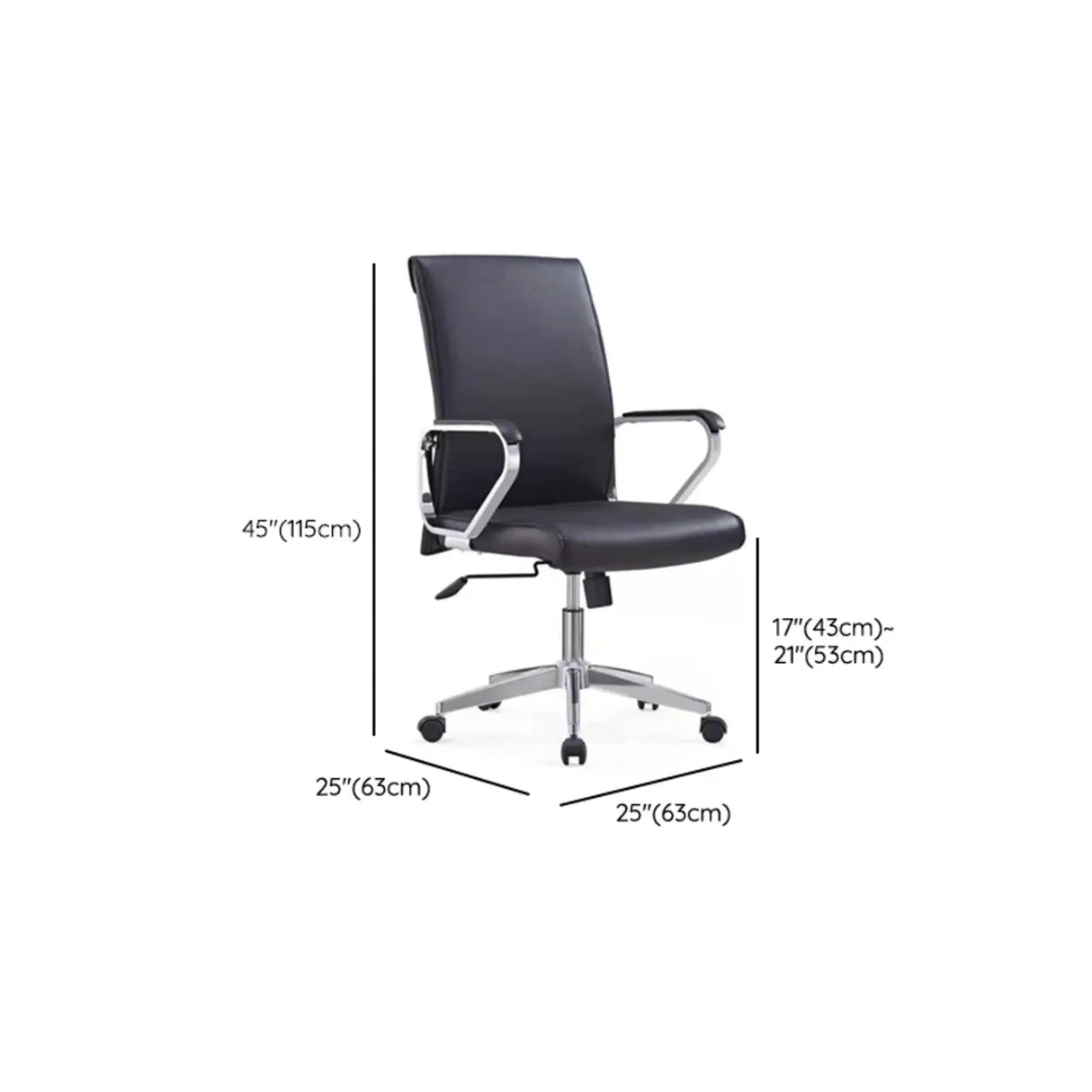 Metal Frame Black Task Leather Conference Office Chair Image - 15