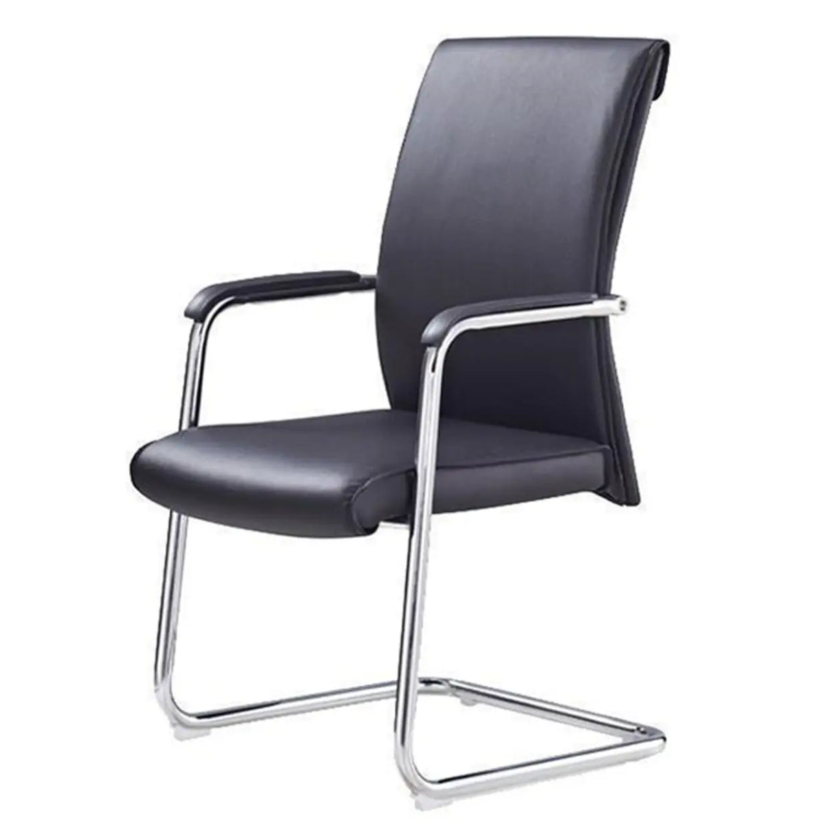 Metal Frame Black Task Leather Conference Office Chair Image - 2