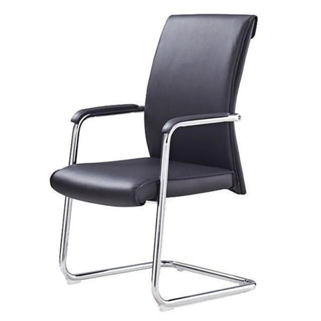 Metal Frame Black Task Leather Conference Office Chair Image - 2