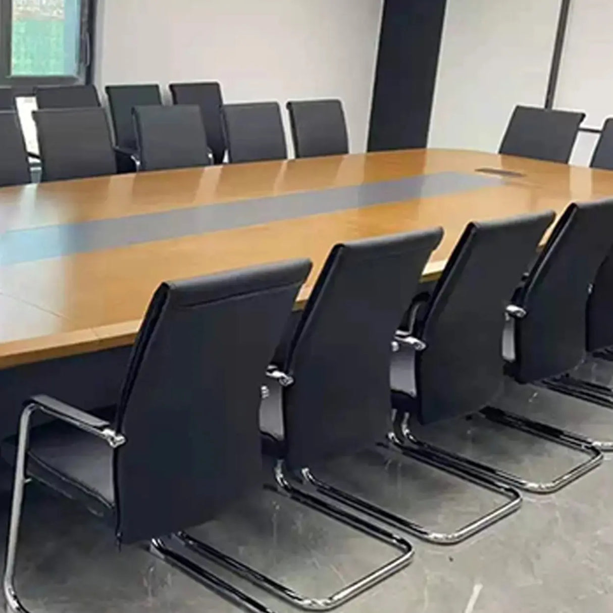 Metal Frame Black Task Leather Conference Office Chair Image - 4