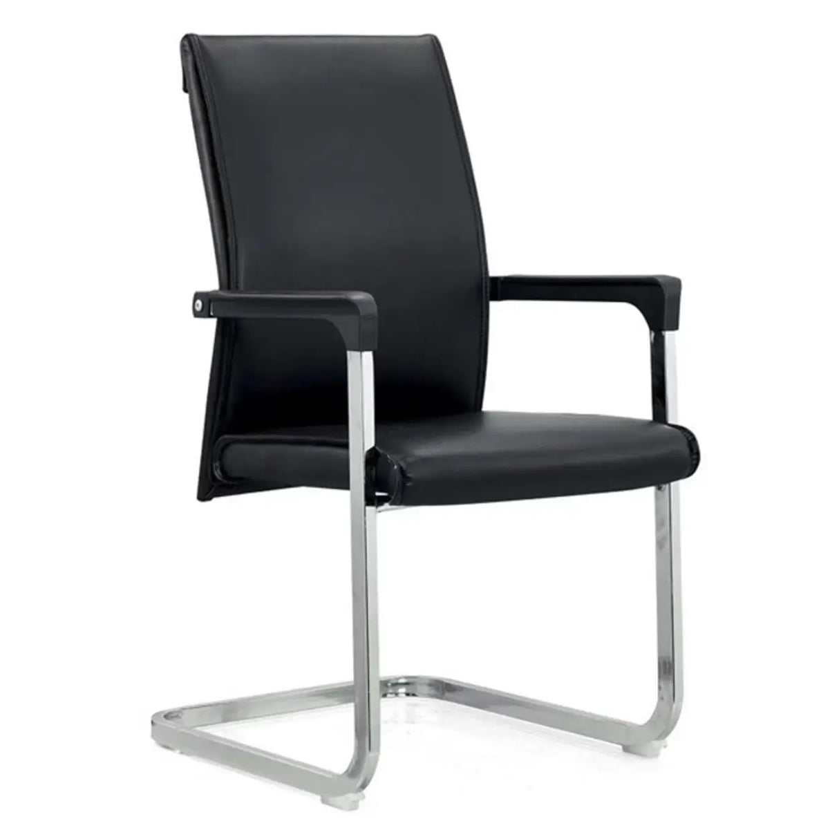 Metal Frame Black Task Leather Conference Office Chair Image - 5