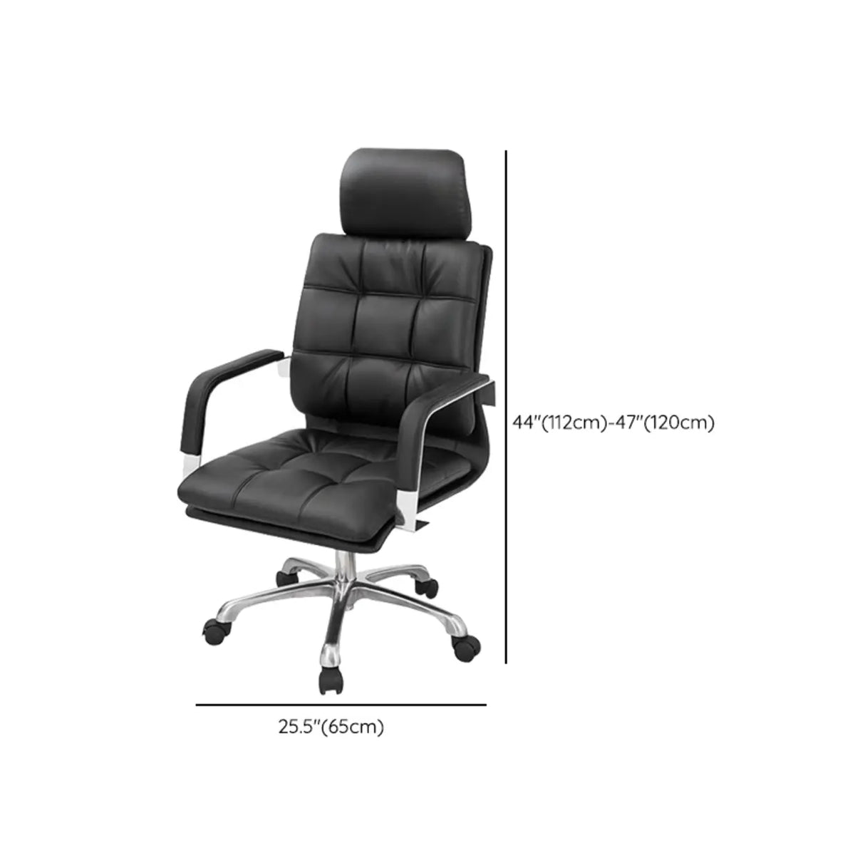 Metal Frame Ergonomic Black Leather Office Chair with Arms 