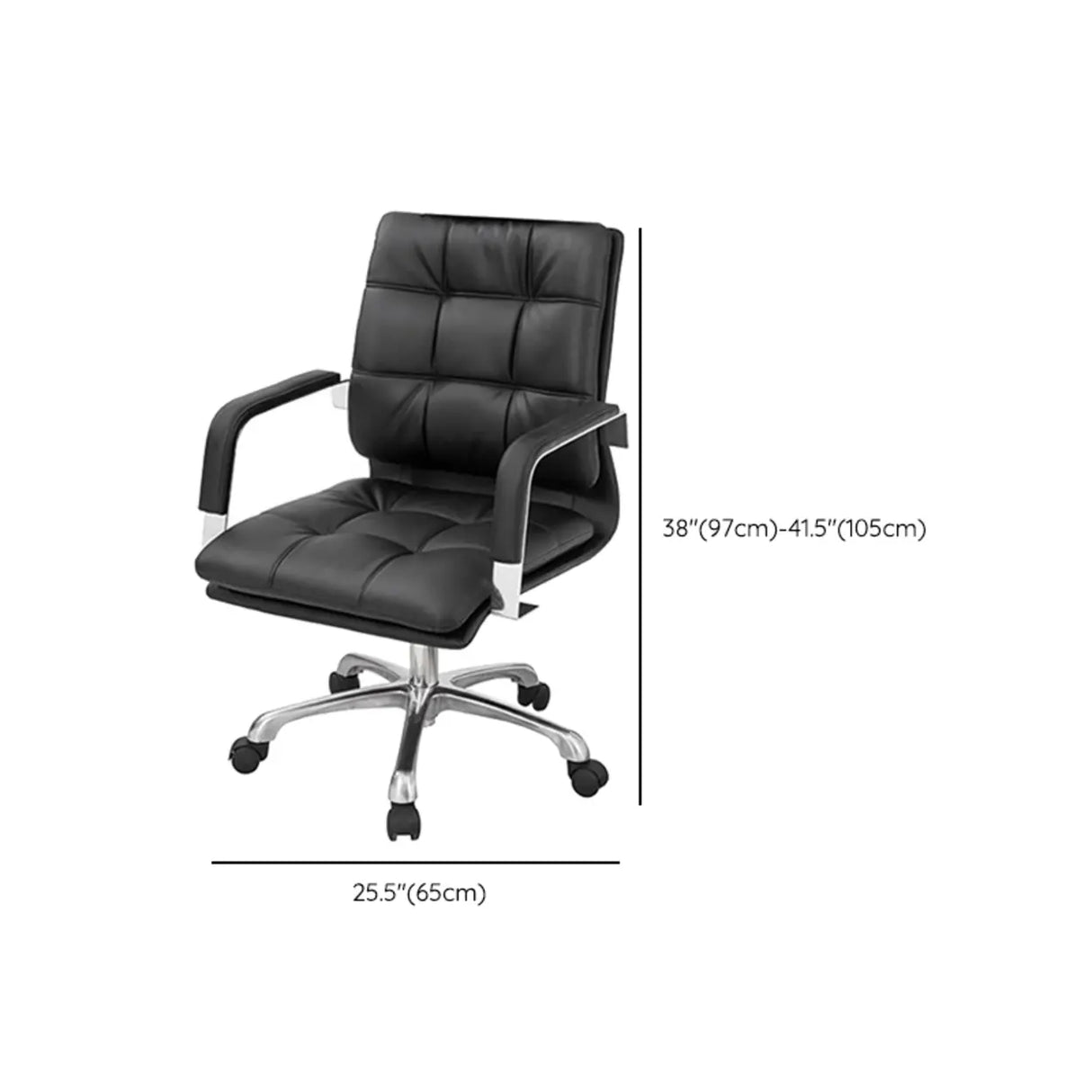 Metal Frame Ergonomic Black Leather Office Chair with Arms Image - 11