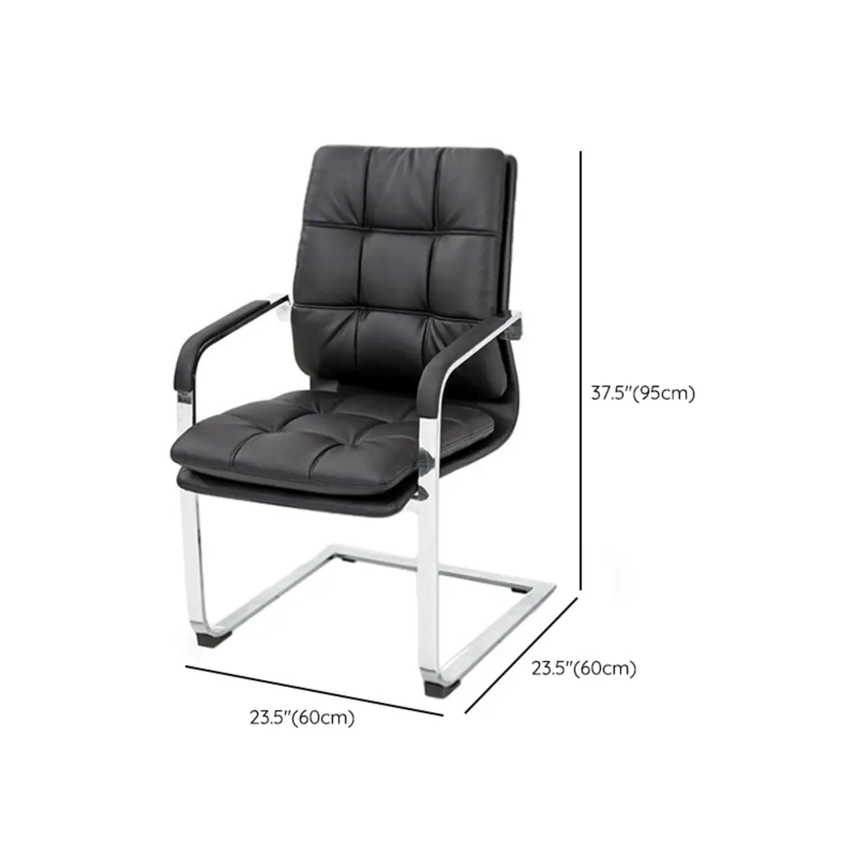 Metal Frame Ergonomic Black Leather Office Chair with Arms Image - 12