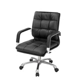 Metal Frame Ergonomic Black Leather Office Chair with Arms Image - 3
