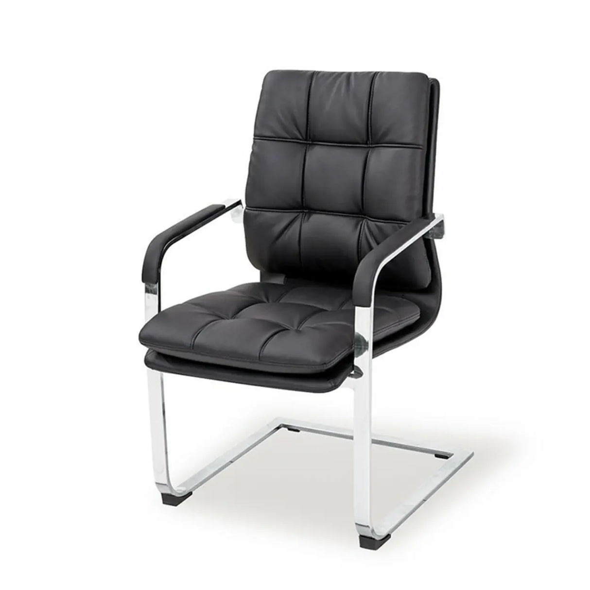 Metal Frame Ergonomic Black Leather Office Chair with Arms Image - 5