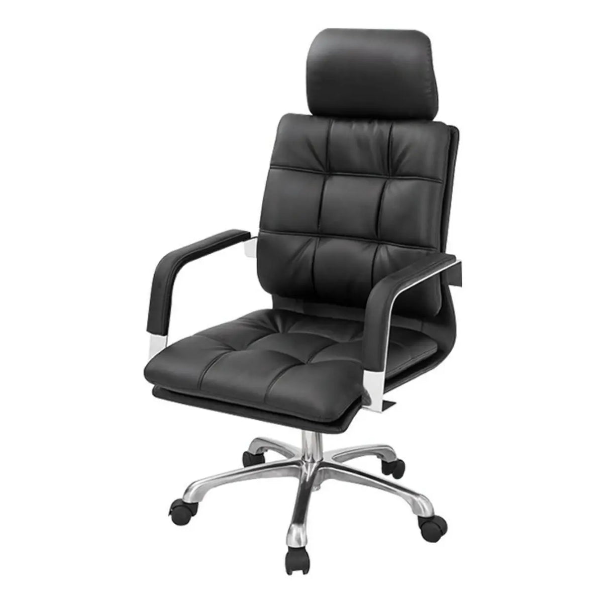 Metal Frame Ergonomic Black Leather Office Chair with Arms Image - 8