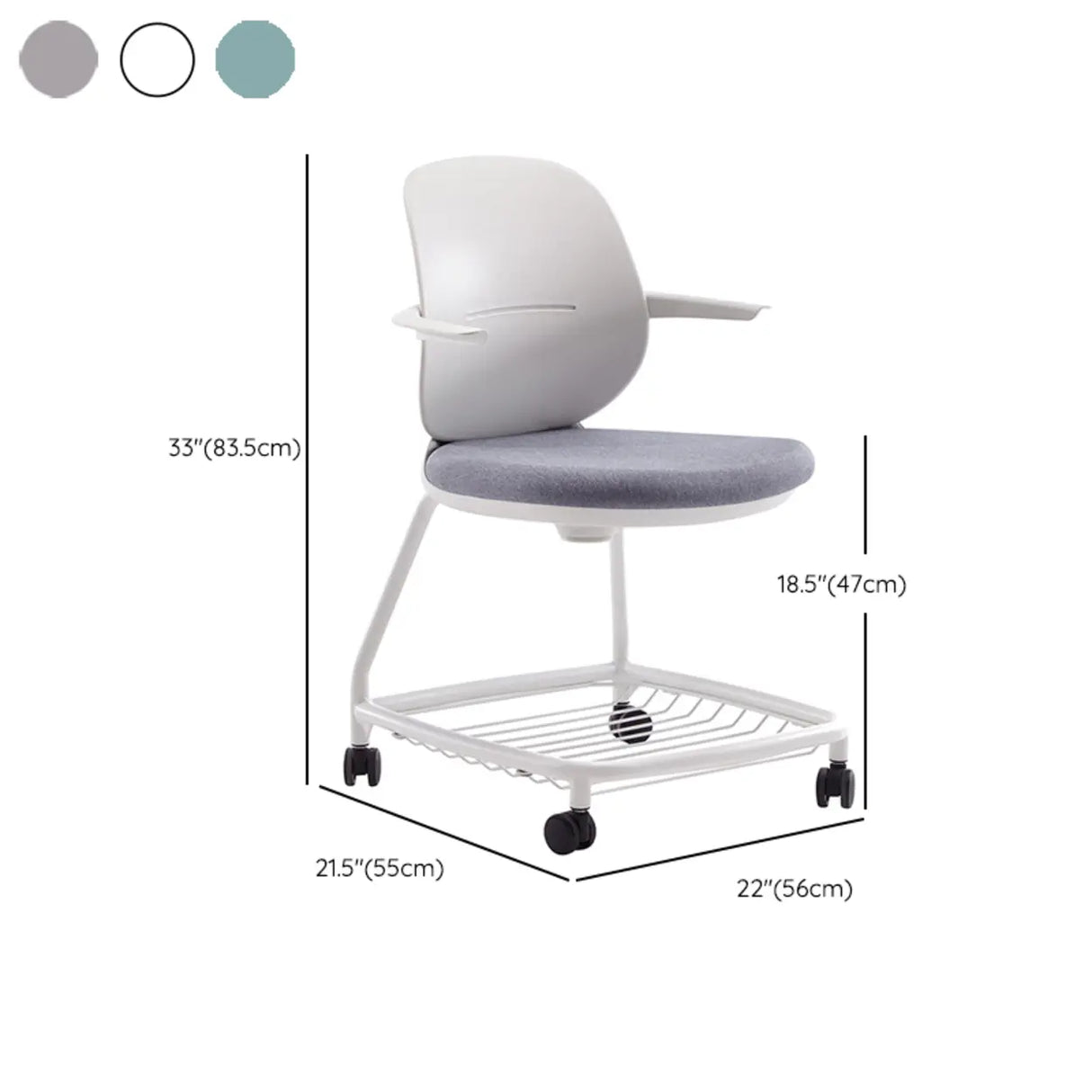 Metal Frame Round Fabric Grey Wheels Office Conference Chair 