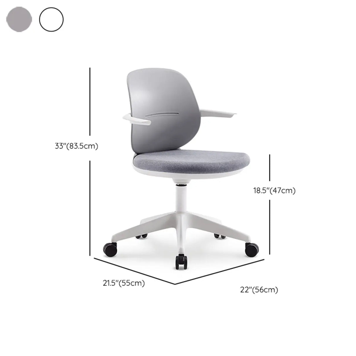 Metal Frame Round Fabric Grey Wheels Office Conference Chair Image - 11