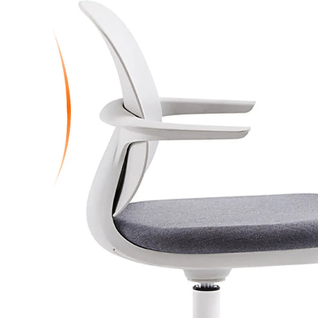 Metal Frame Round Fabric Grey Wheels Office Conference Chair Image - 2