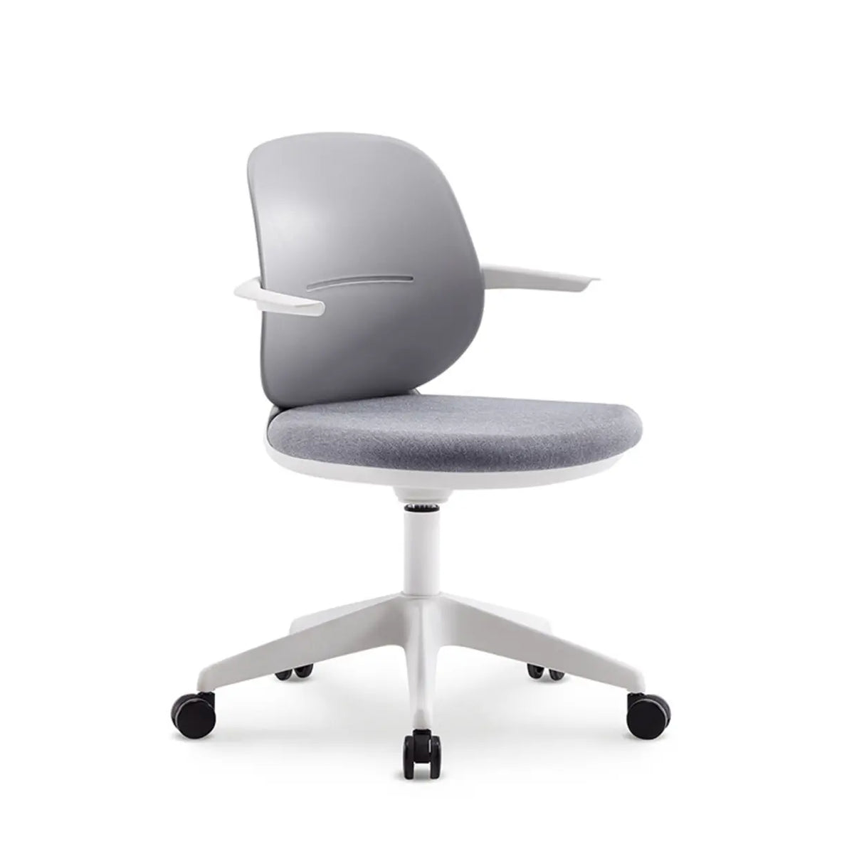 Metal Frame Round Fabric Grey Wheels Office Conference Chair Image - 4