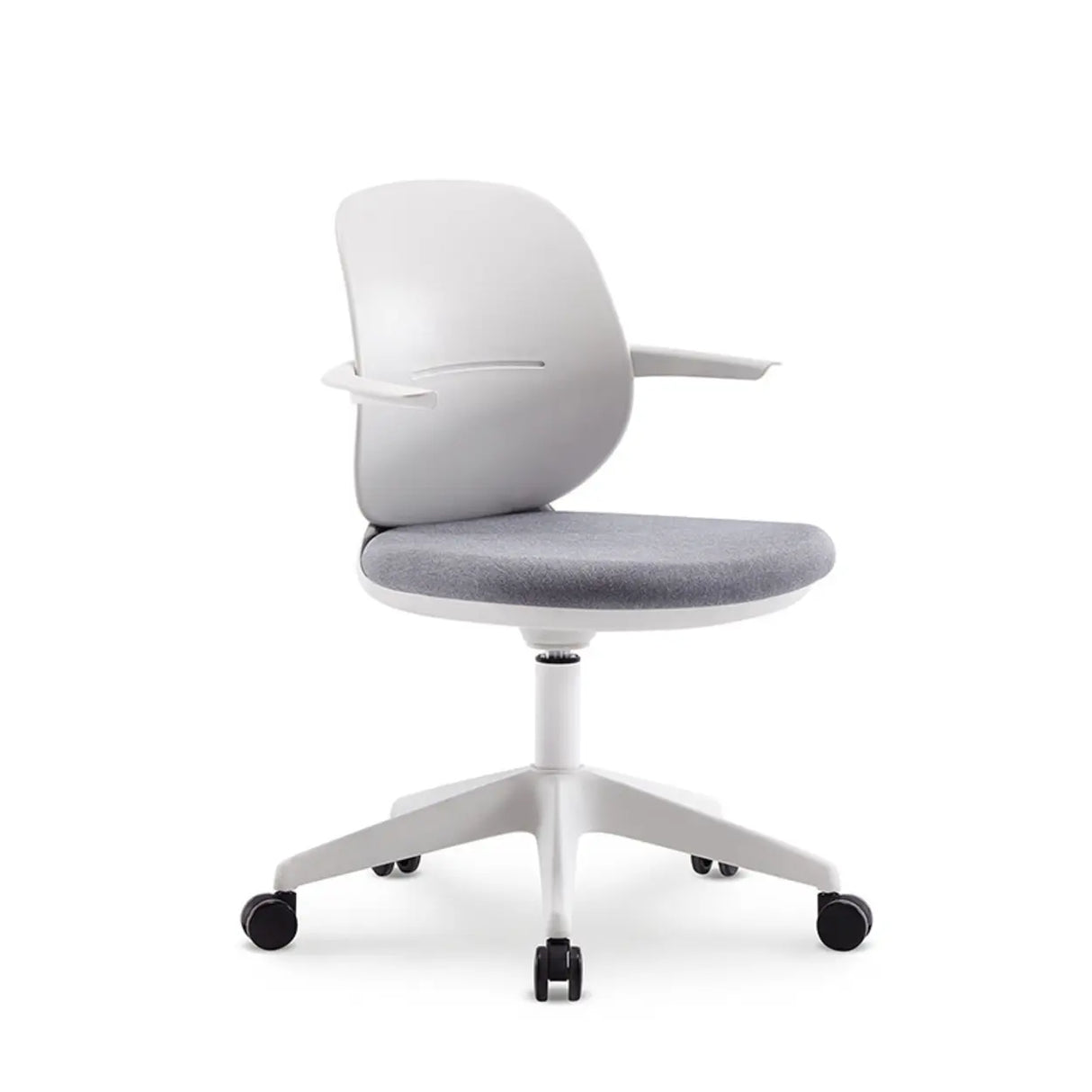 Metal Frame Round Fabric Grey Wheels Office Conference Chair Image - 6