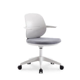 Metal Frame Round Fabric Grey Wheels Office Conference Chair Image - 6