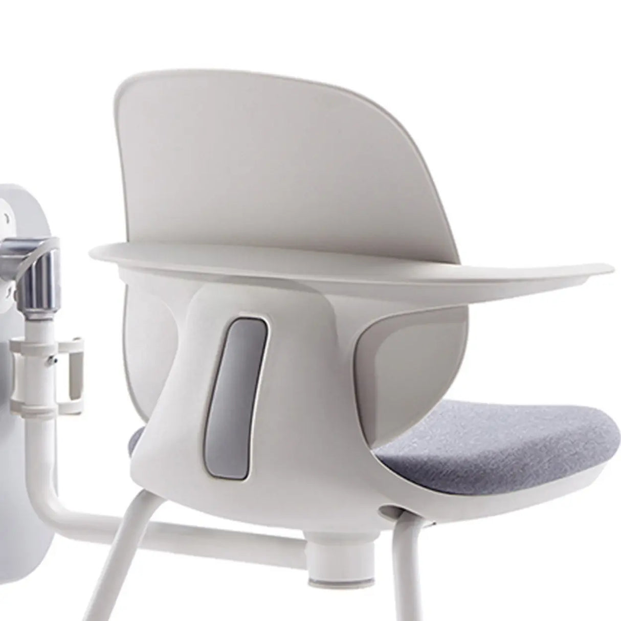 Metal Frame Round Fabric Grey Wheels Office Conference Chair Image - 7